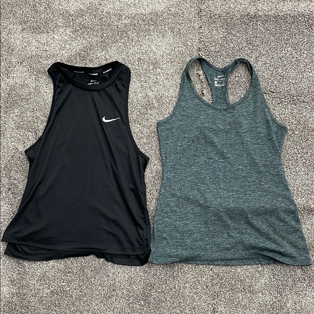 Nike Women's Black and Gray Tank Tops